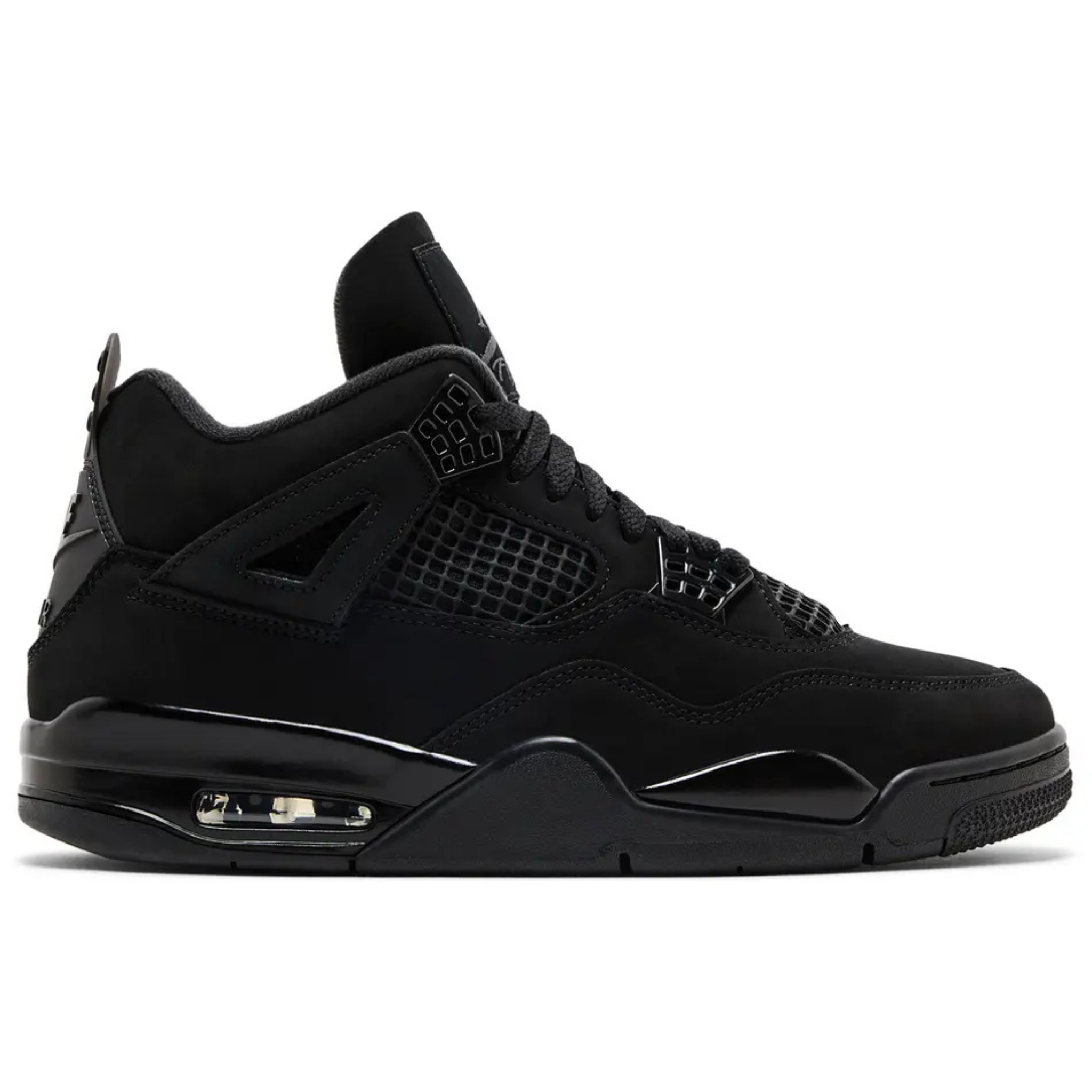 Air Jordan 4 Retro Black Cat sneaker in all-black with mesh and leather detailing