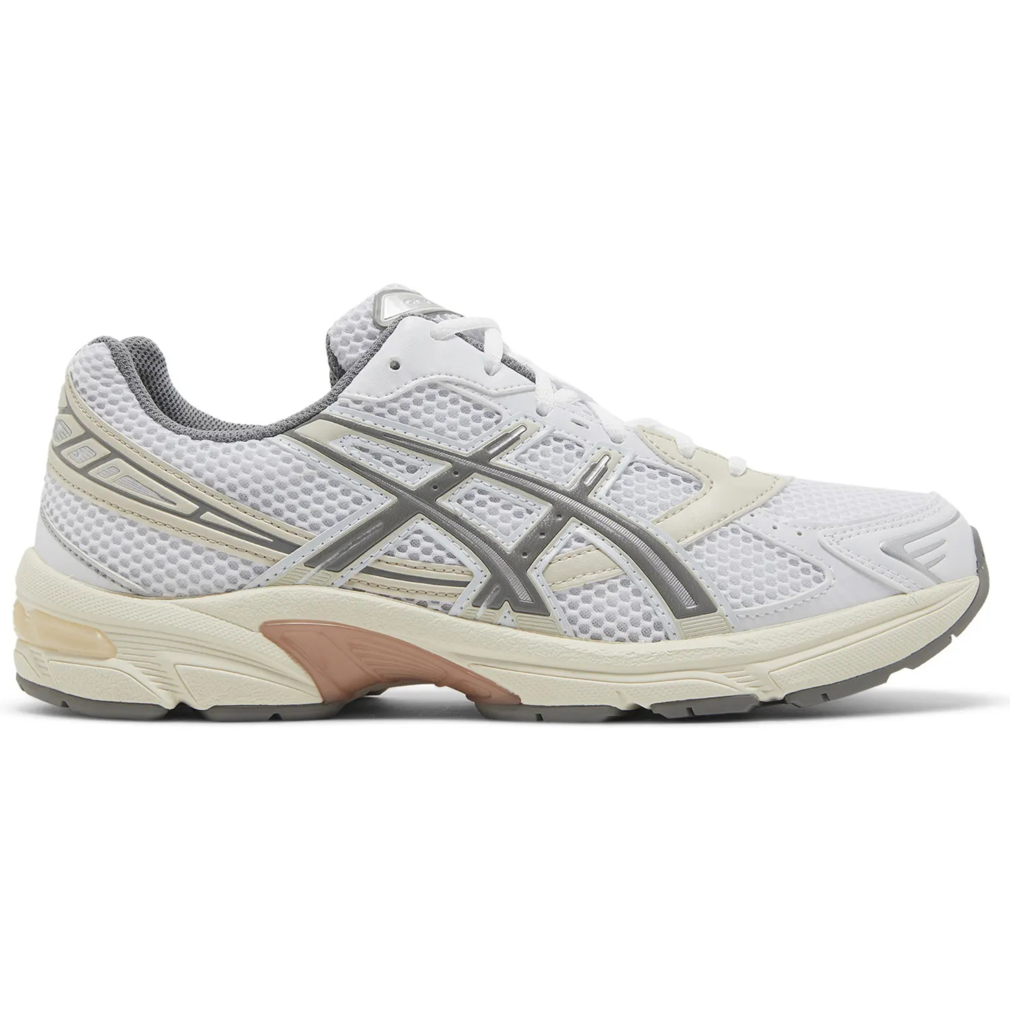 ASICS Gel 1130 white and clay grey running shoe side view