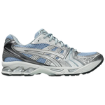 ASICS Gel-Kayano 14 running shoe in dolphin grey and pure silver colors side view