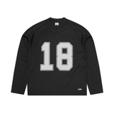 Corteiz LS black mesh panel jersey with number 18 print and long sleeves