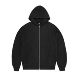 Corteiz Lundun black zip-up hoodie with front pockets and hood
