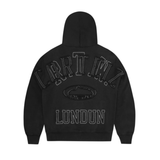 Corteiz Lundun black zip hoodie with stitch logo on back and hood