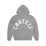 Corteiz Colly Arch zip hoodie in pewter grey with arched logo on back