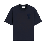 AMI Paris navy blue Ami de Coeur patch t-shirt front view