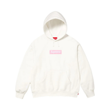 White Supreme Box Logo hooded sweatshirt with pink logo print