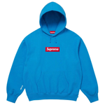 Cyan Supreme Box Logo hooded sweatshirt with red and white branding