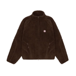 Broken Planet mocha brown pink polar fleece jacket with full zipper and logo patch
