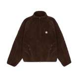 Broken Planet mocha brown pink polar fleece jacket with full zipper and logo patch