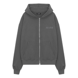 Dark grey Siarr Zip Hoodie with full double zipper and kangaroo pocket, 100% cotton regular fit