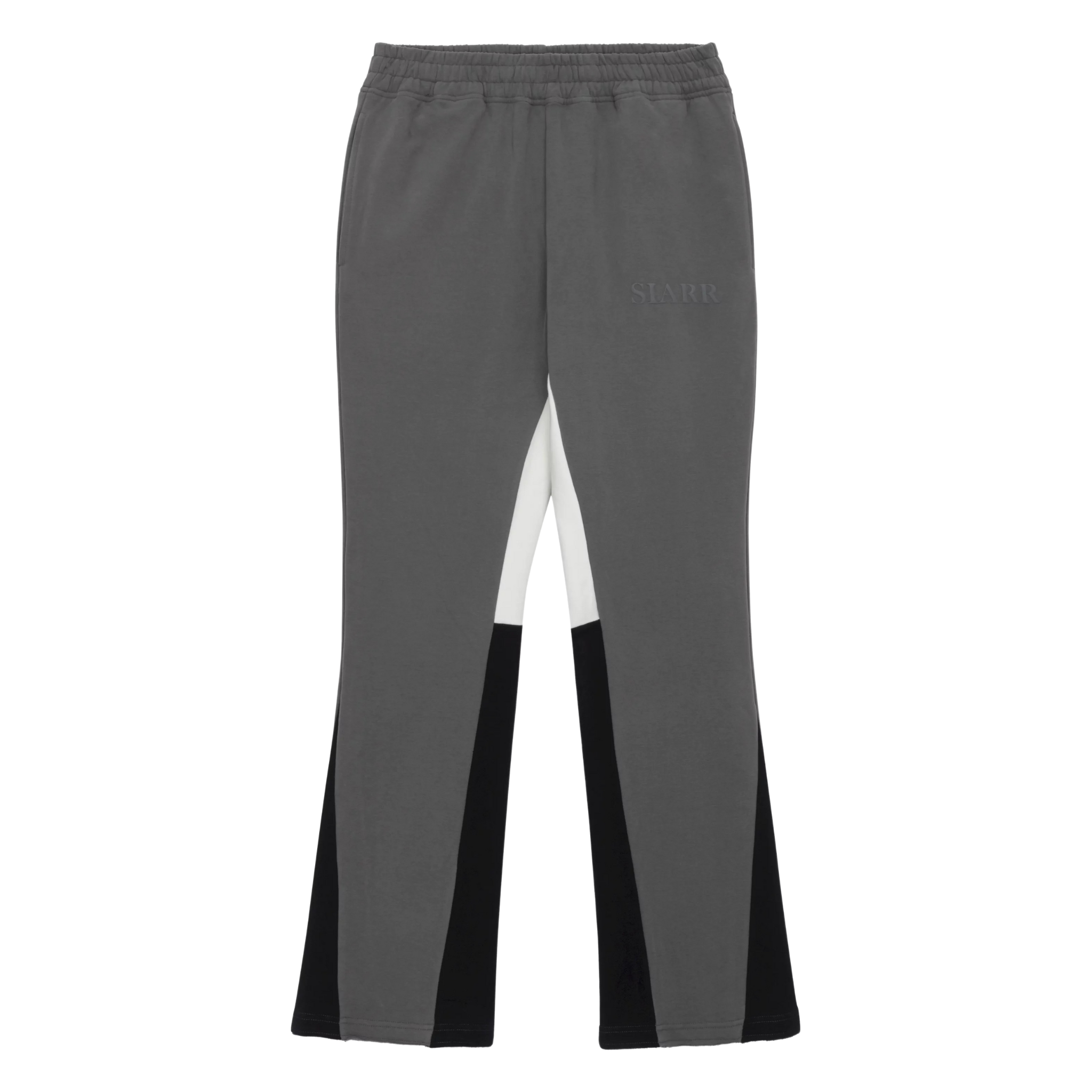 Siarr Flared Joggers dark grey cotton pants with side slit pockets and inside leg panelling