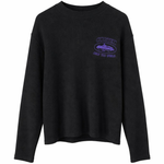 Corteiz Alcatraz black waffle longsleeve with purple logo print