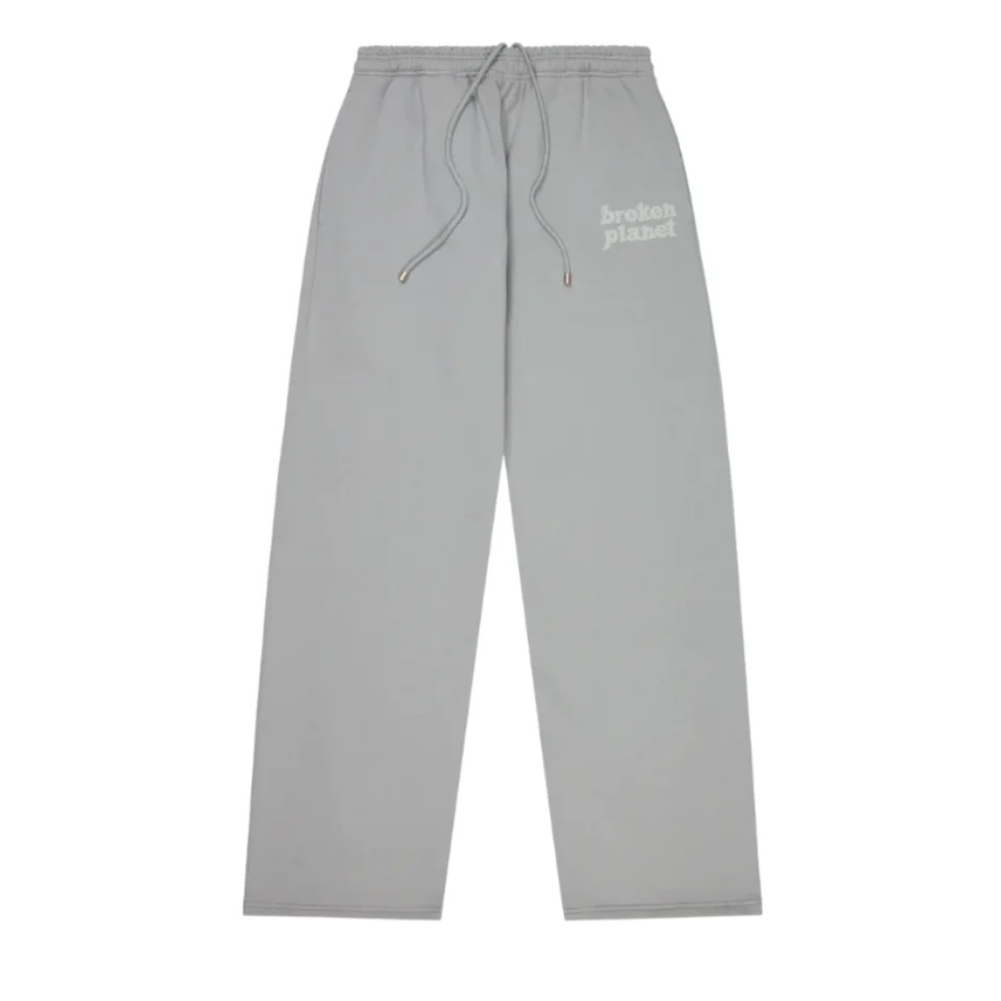 Broken Planet gunmetal grey straight leg sweatpants with drawstring waistband and logo print