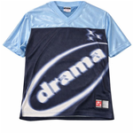 Blue and black Drama Call Jersey with V-neck and logo print