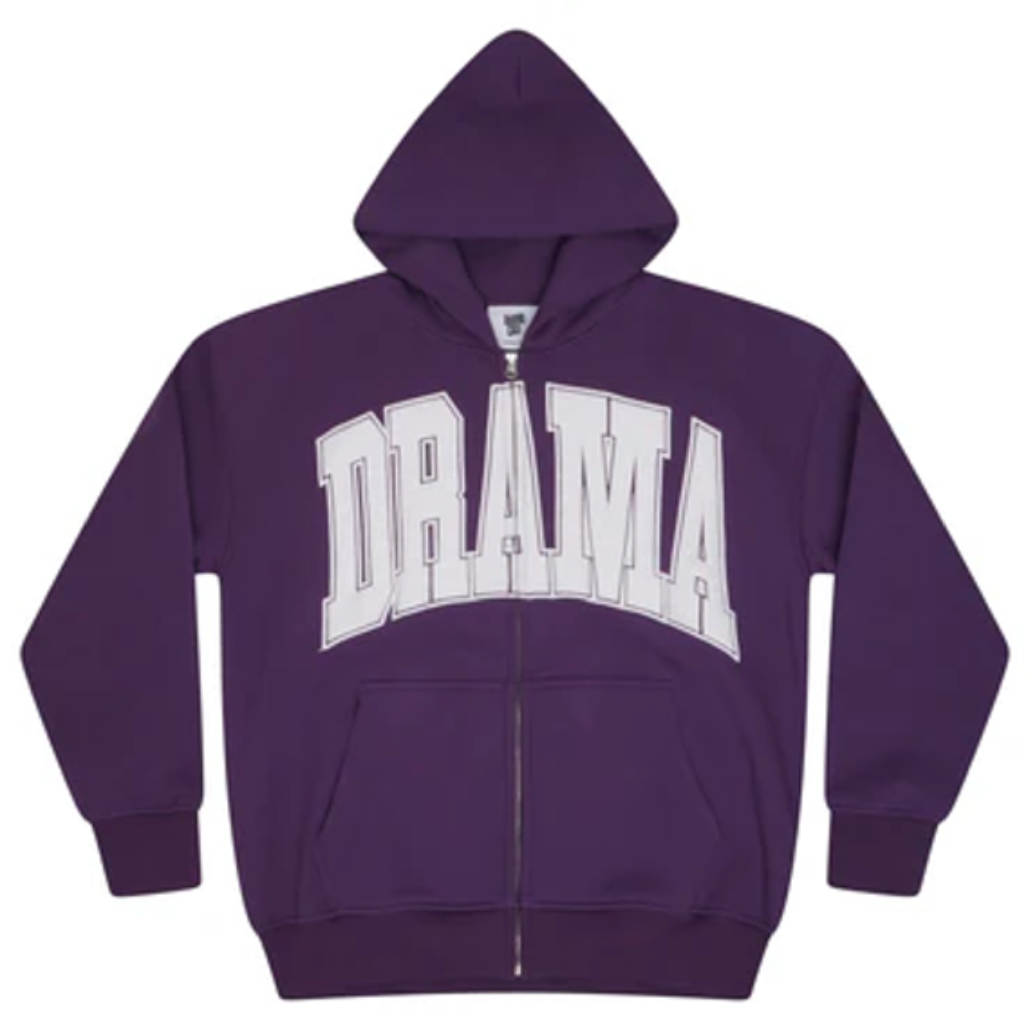 Purple Drama Call zip-up hoodie with front pockets and hood