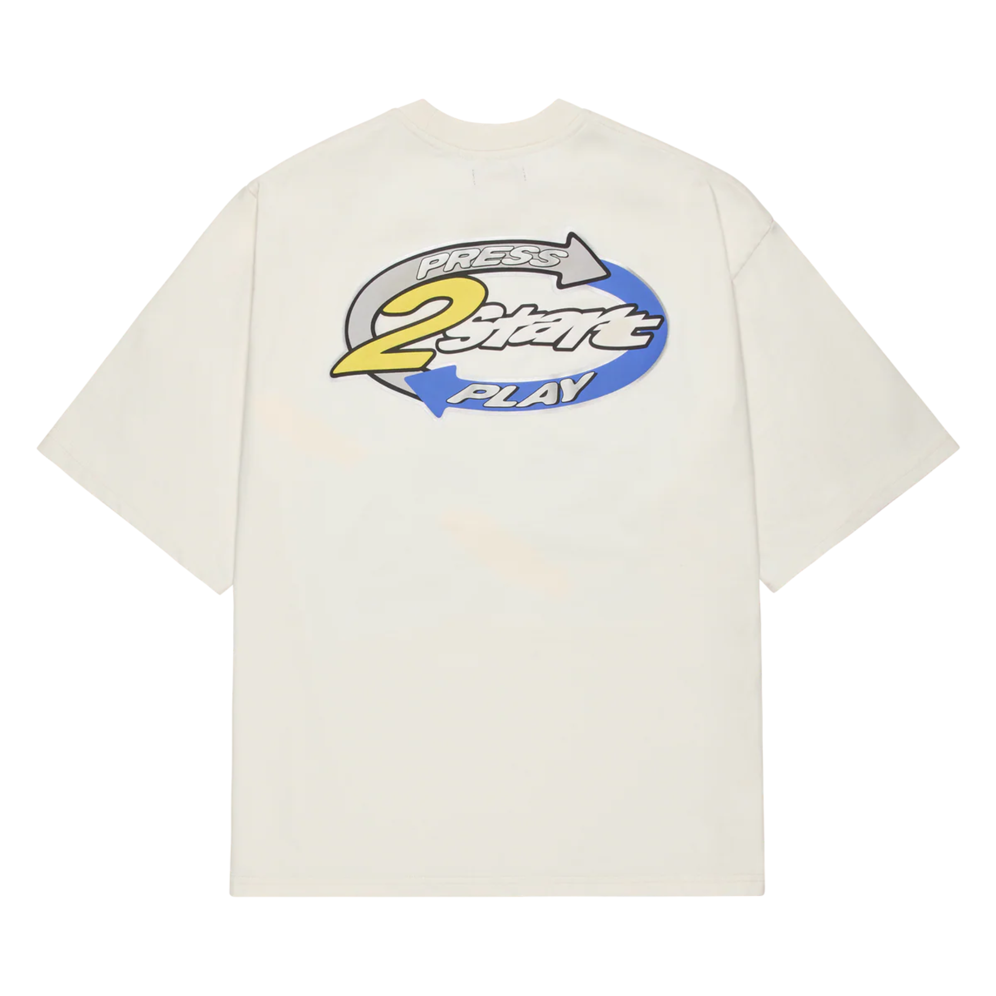 Broken Planet Game Over T-Shirt in vanilla white with graphic print on back
