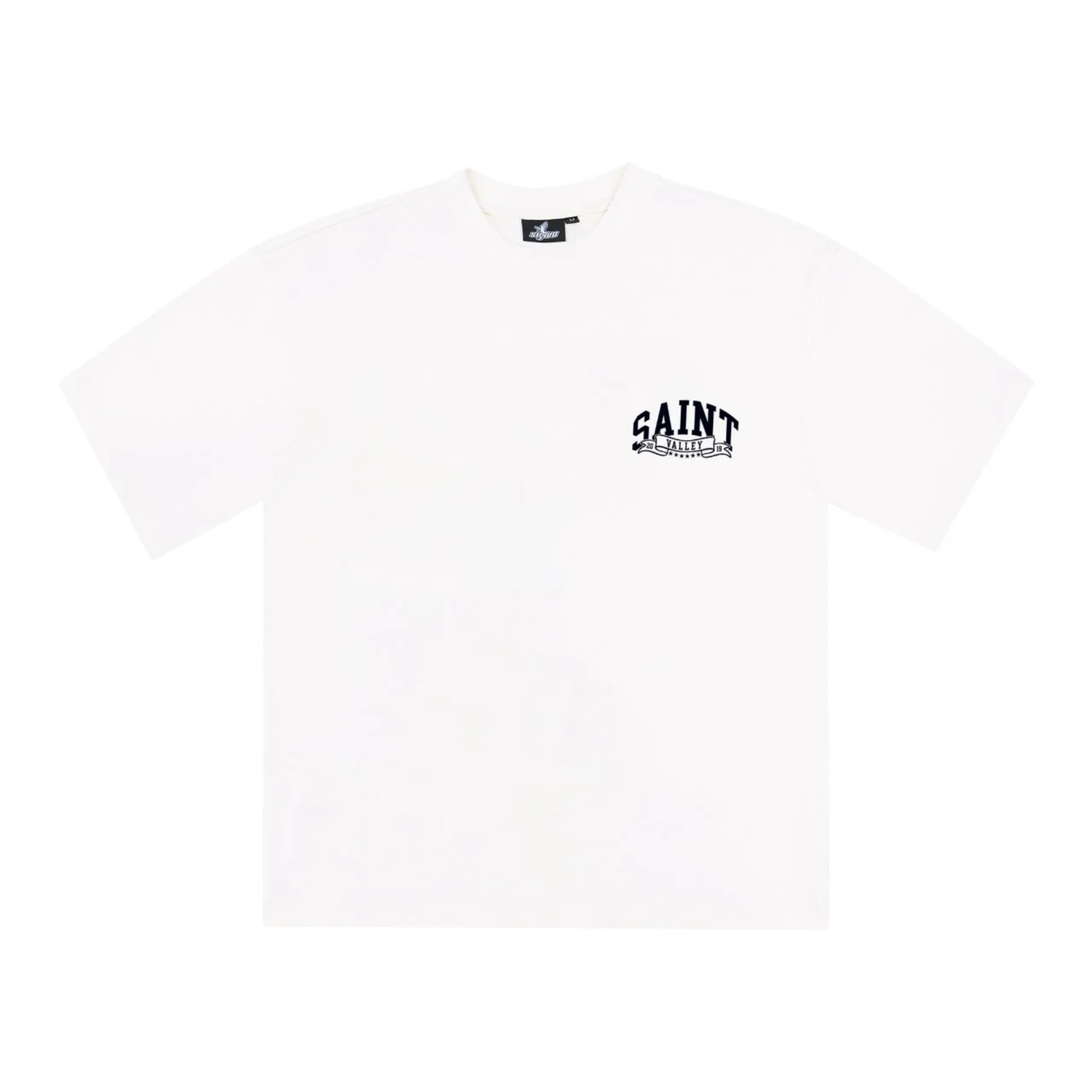 Suavo World Saint Valley white t-shirt with black logo print on chest