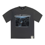 Suavo World washed grey mountain diamond graphic t-shirt