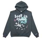 Broken Planet grey hoodie with lost in space skeleton design