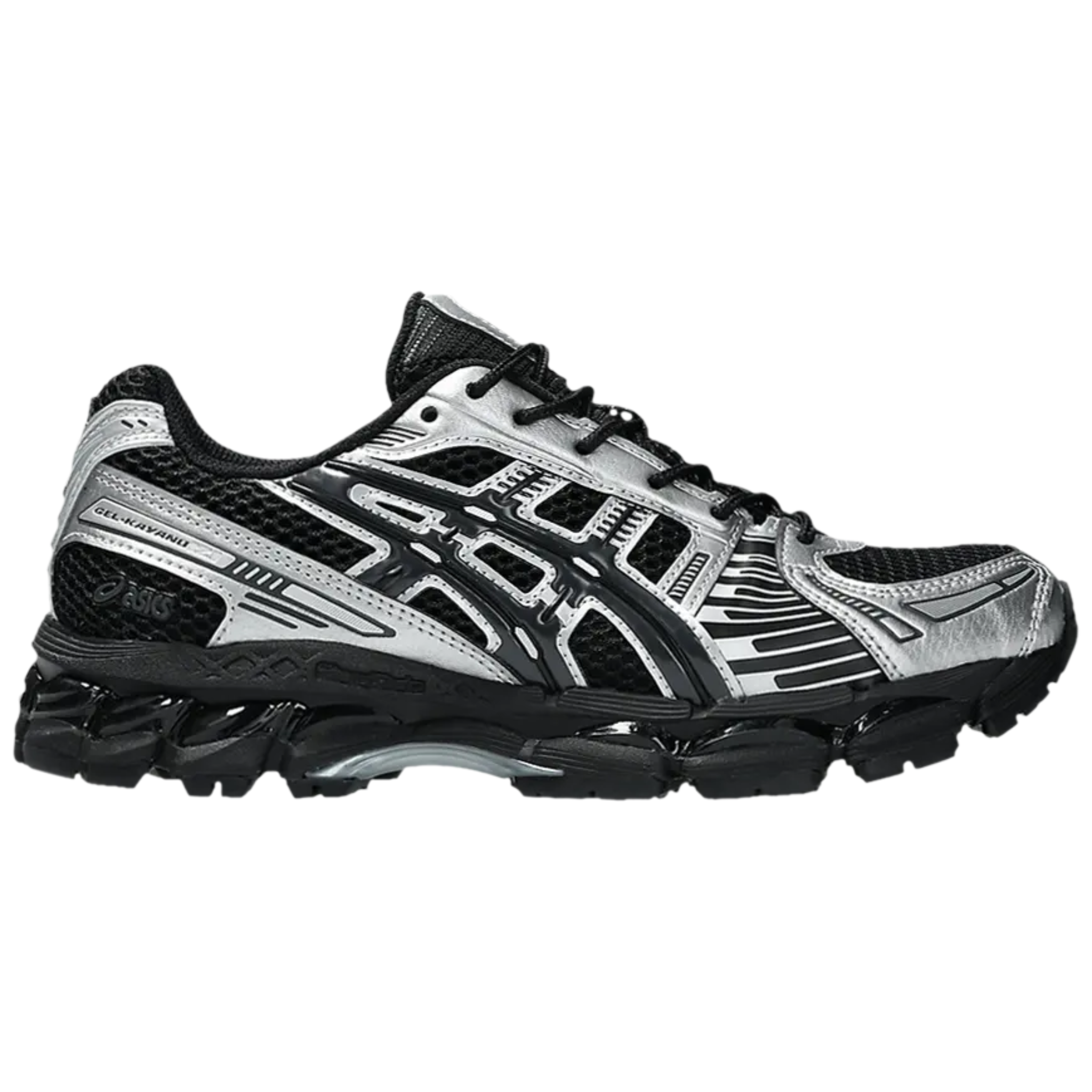 ASICS Gel Kayano 12.1 Silver Black running shoe side view