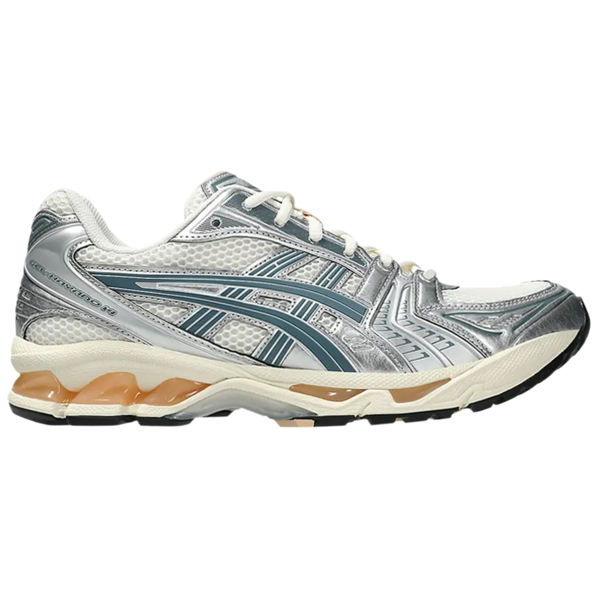 Asics Gel Kayano 14 Cream Ironclad running shoe side view