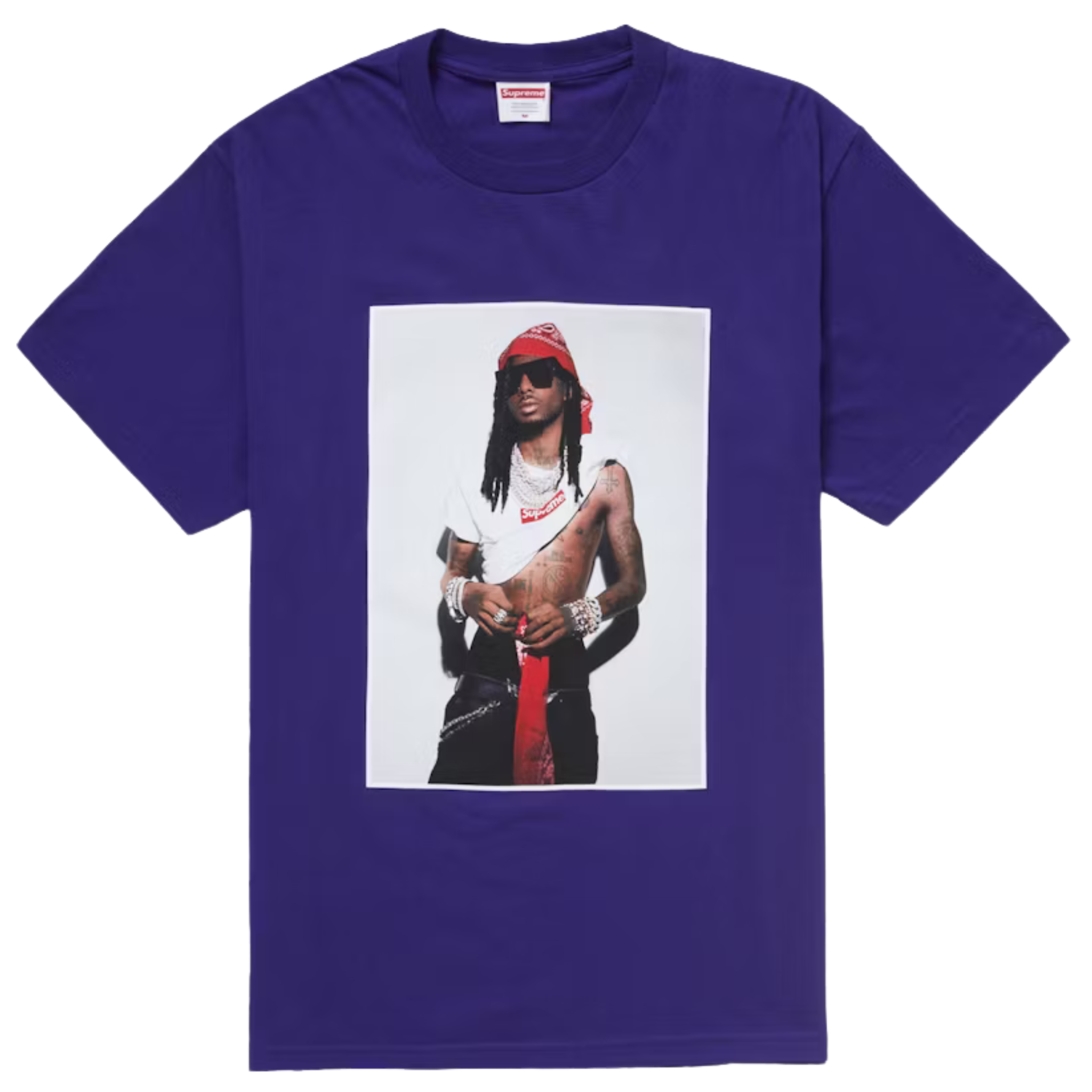 Supreme Playboi Carti purple tee with graphic print front FW25