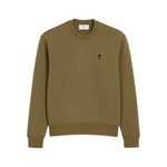 AMI Paris olive green Ami De Coeur patch sweatshirt front view