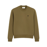 AMI Paris olive green Ami De Coeur patch sweatshirt front view