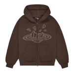 Broken Planet chocolate brown zip up hoodie with zipper and pockets
