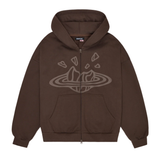 Broken Planet chocolate brown zip up hoodie with zipper and pockets