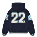 Broken Planet varsity knit zip up hoodie in navy blue