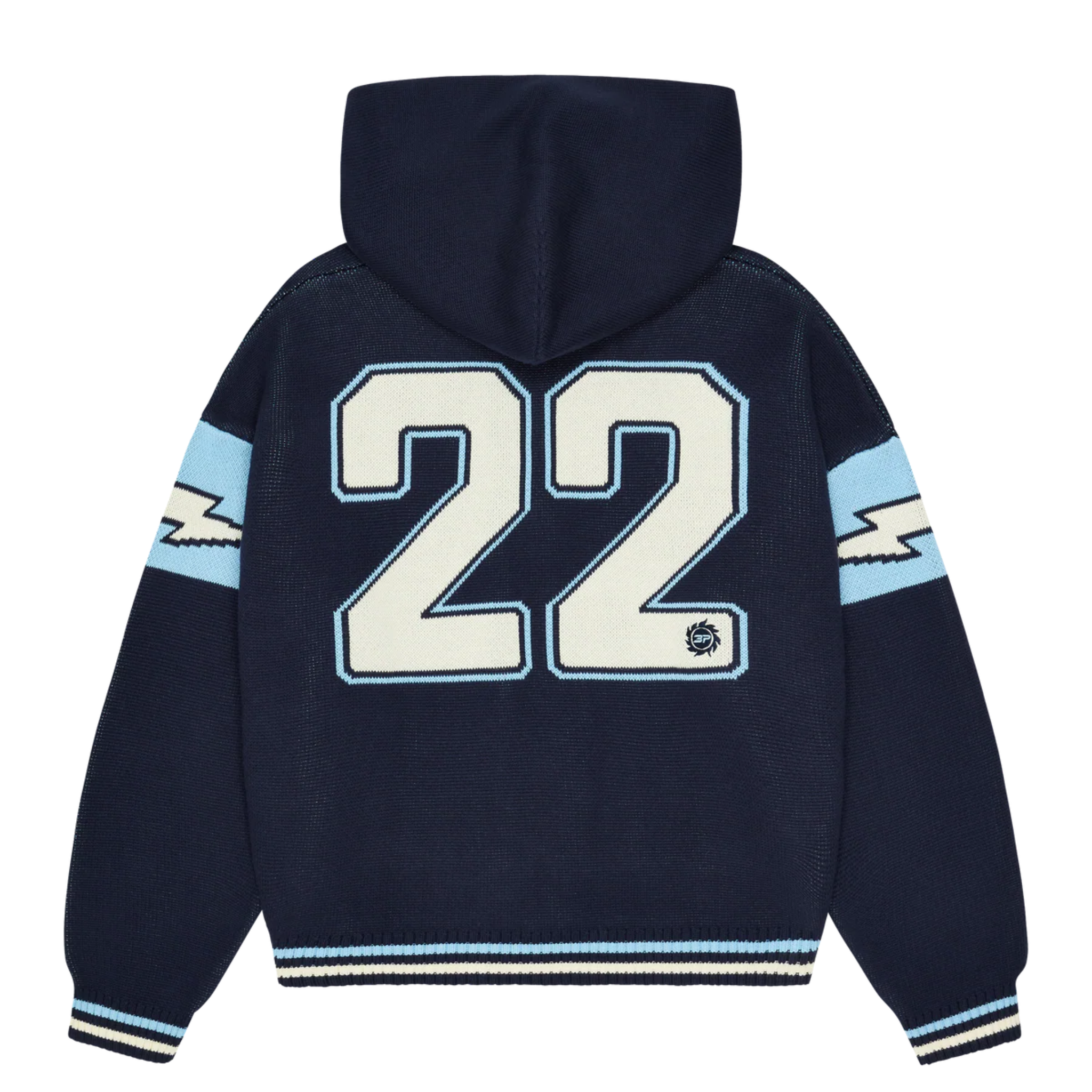 Broken Planet varsity knit zip up hoodie in navy blue