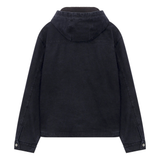 Siarr Denim Hooded Jacket dark navy with full zip and side zipped pockets
