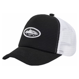 Corteiz Short Peak Trucker Black hat front view on white background