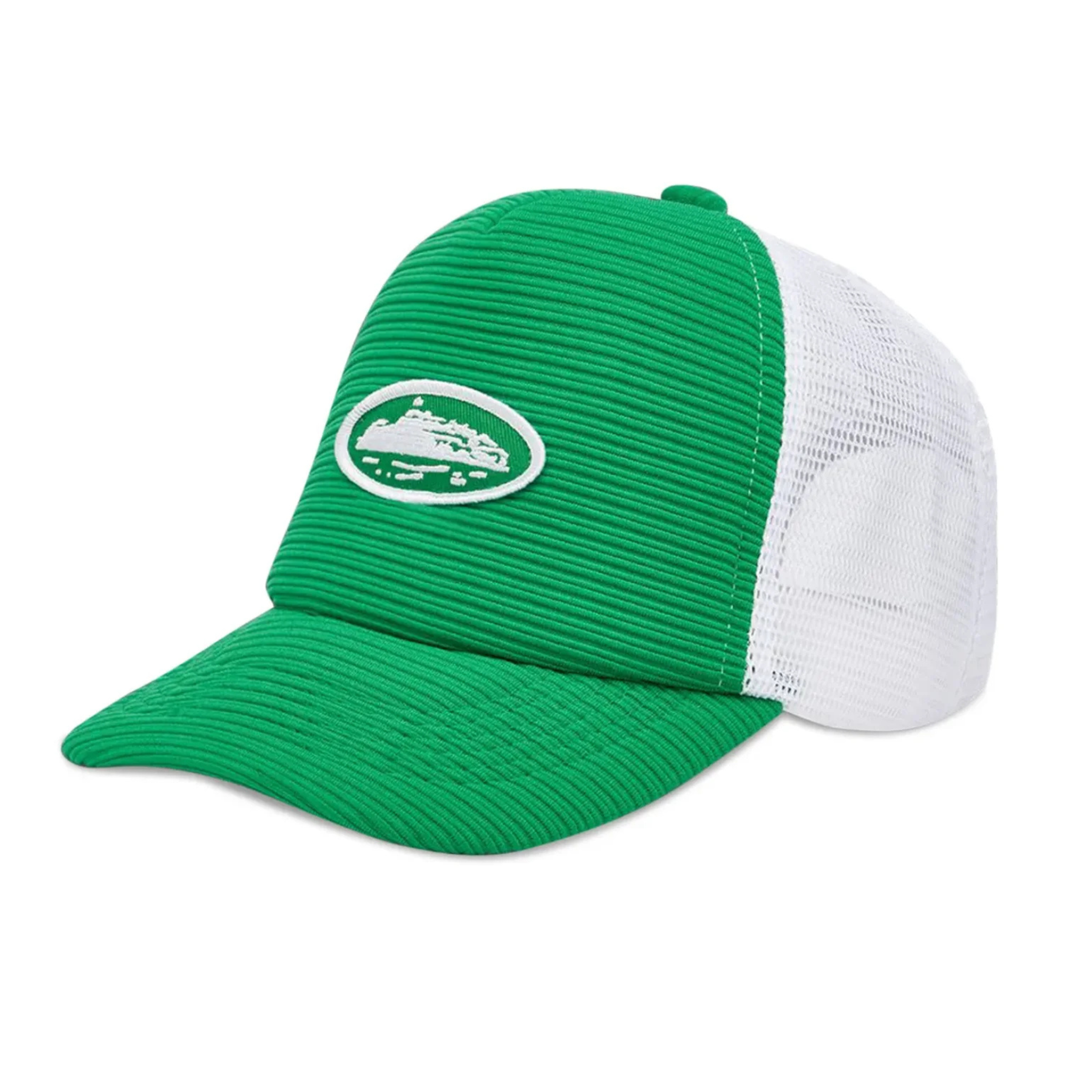 Corteiz Short Peak Trucker cap in green with mesh back