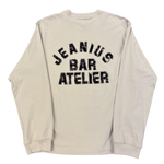 Jeanius Bar Atelier Varsity long sleeve cream and black t-shirt with relaxed boxy fit and ribbed collar