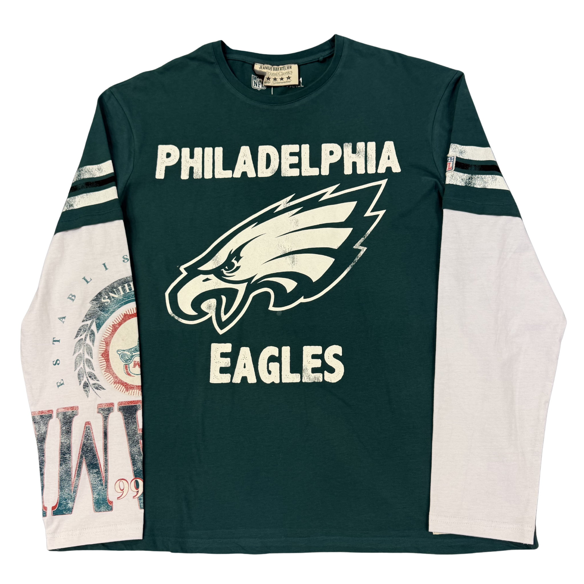Jeanius Bar Atelier one of one Philadelphia Eagles midnight green long sleeve collector t-shirt