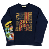 Jeanius Bar Atelier one of one Chris Kyle rhinestone navy long sleeve collector's T-shirt collage design