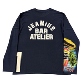Navy Jeanius Bar Atelier one-of-one Chris Kyle rhinestone long sleeve T-shirt collector's piece