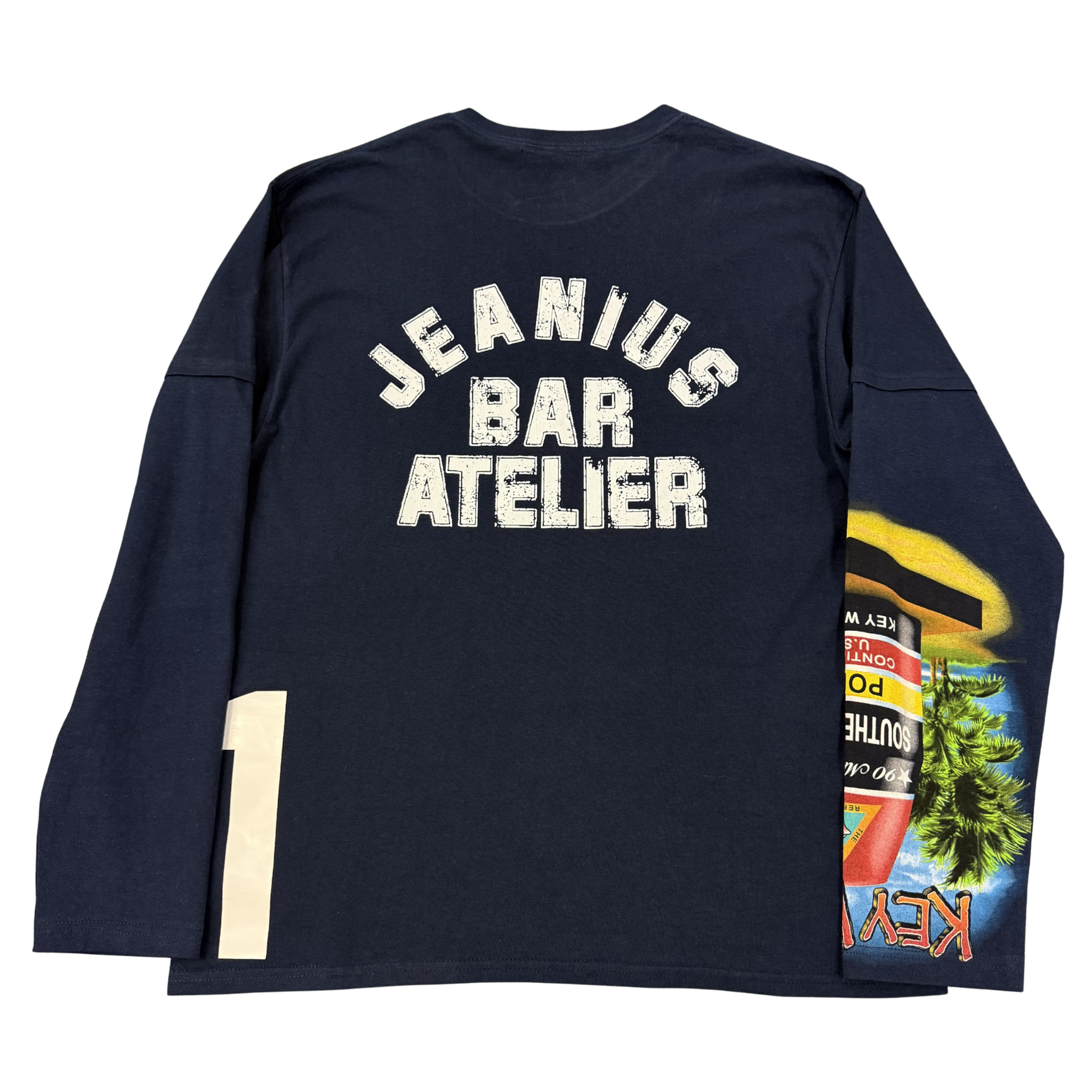 Navy Jeanius Bar Atelier one-of-one Chris Kyle rhinestone long sleeve T-shirt collector's piece