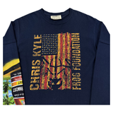 Jeanius Bar Atelier one-of-one Chris Kyle rhinestone navy long sleeve shirt collage design