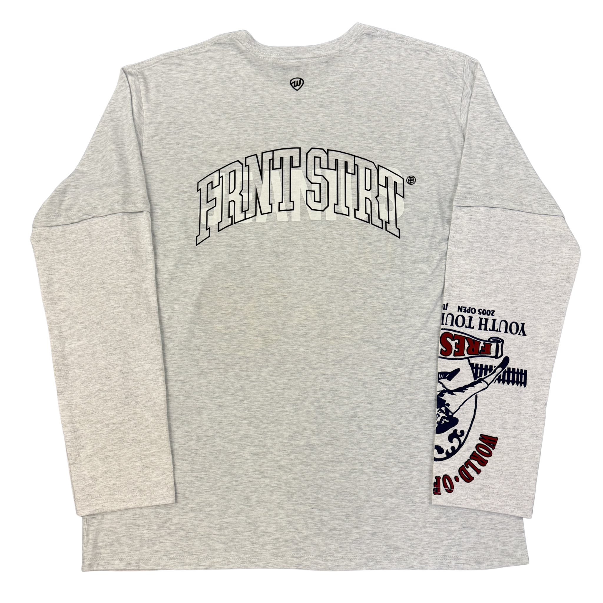 Jeanius Bar Atelier one of one grey long sleeve T-shirt with unique vintage collage design