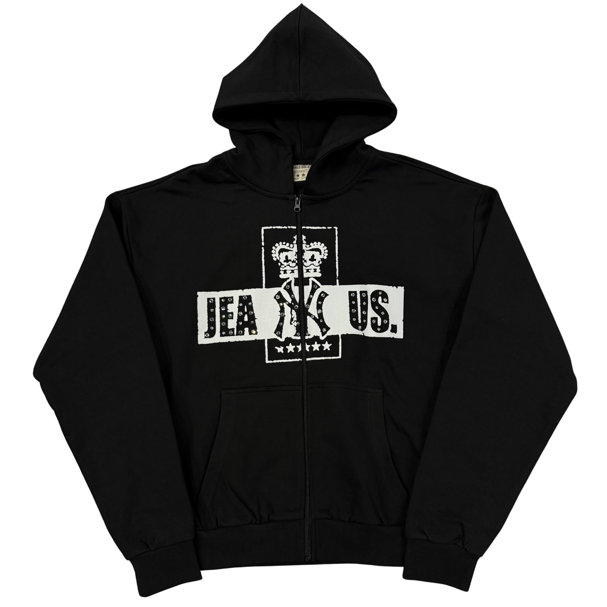 Jeanius Bar Atelier one-of-one black rhinestone hoodie collectors piece