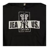 Jeanius Bar Atelier one of one black rhinestone hoodie collage design collectible