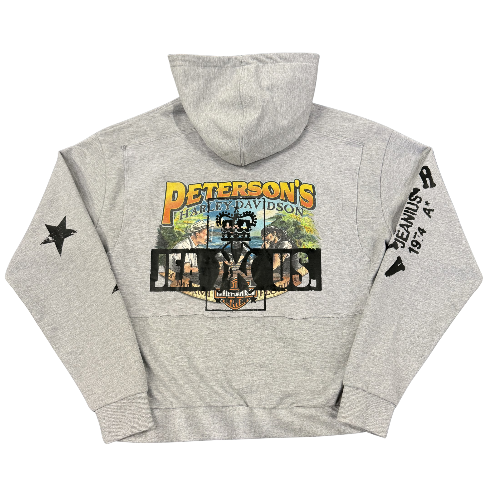 Jeanius Bar Atelier one of one Harley Davidson rhinestone grey hoodie collector's piece