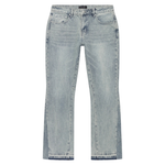 Siarr Flared Jeans Triple Blue with branded rivet buttons and open hem in 100% denim