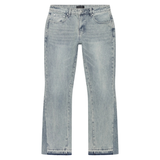 Siarr Flared Jeans Triple Blue with branded rivet buttons and open hem in 100% denim