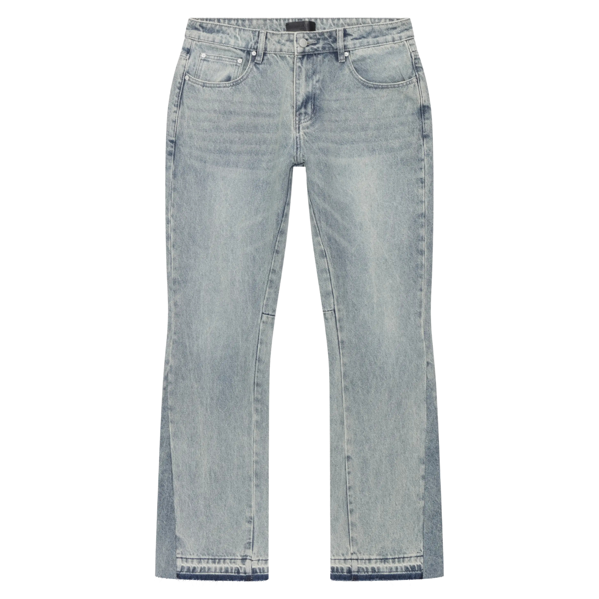 Siarr Flared Jeans Triple Blue with branded rivet buttons and open hem in 100% denim