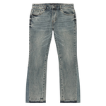 Siarr Flared Jeans in Dusty Blue with flared fit and open hem made from 100% denim