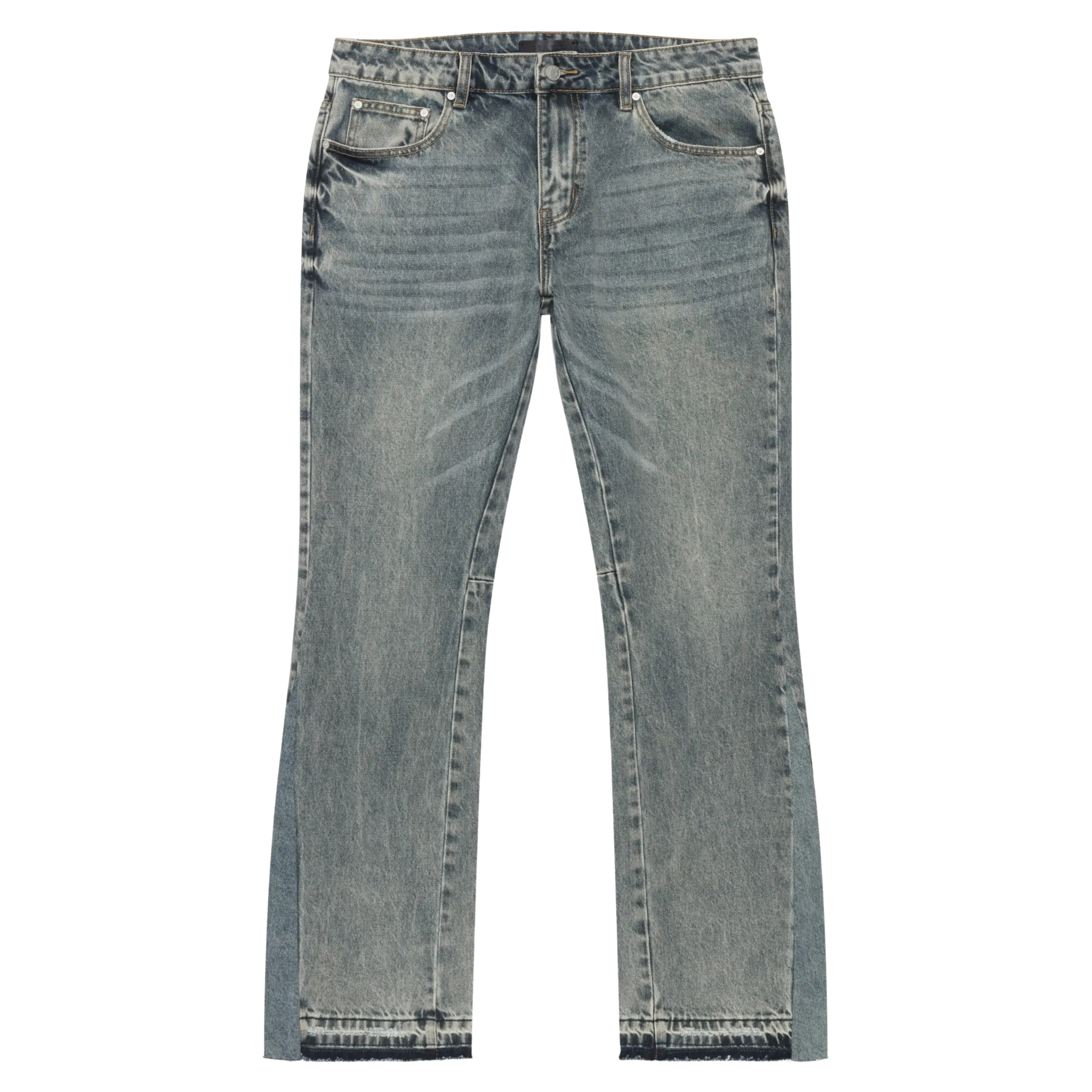 Siarr Flared Jeans in Dusty Blue with flared fit and open hem made from 100% denim