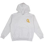 Cherry Location Grey Hoodie front view on plain background